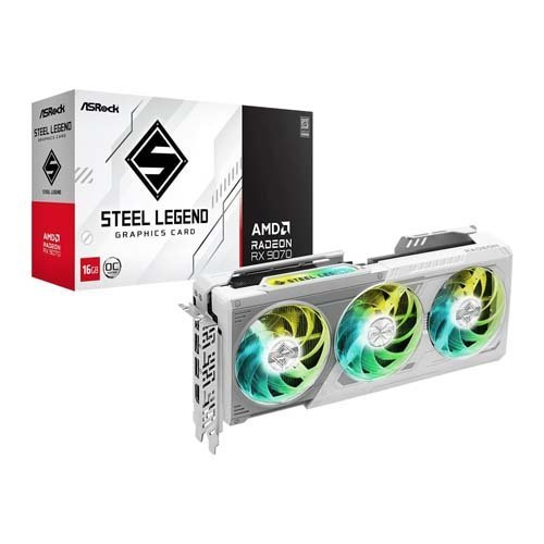 ASrock AMD Radeon RX 9070 Steel Legend White 16GB OC Graphic Card RX9070 SL 16GO