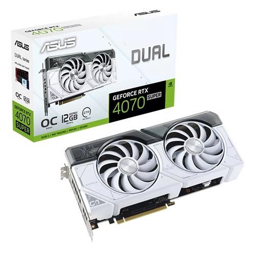 ASUS Dual GeForce RTX 4070 SUPER White OC Edition 12GB GDDR6X Graphic Card DUAL-RTX4070S-O12GW