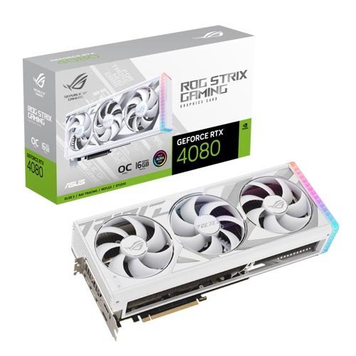 ASUS ROG Strix GeForce RTX 4080 16GB GDDR6X White OC Edition 4080 Graphics Card ROG-STRIX-RTX4080-O16G-WHITE