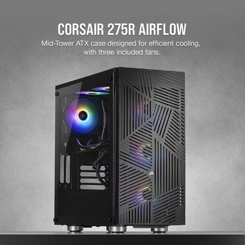 Corsair 275R Airflow Tempered Glass Mid-Tower Gaming Case Black CC-9011181-WW