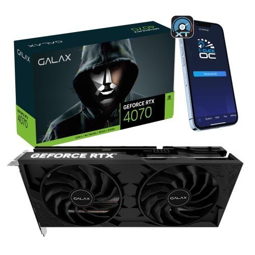 GALAX GeForce RTX 4070 D6 1-Click OC 2X 12GB GDDR6 Graphics Card 47NOL7MDABDX
