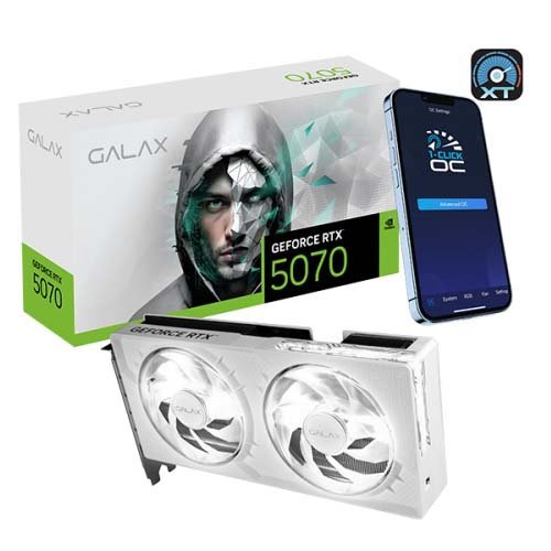 GALAX GeForce RTX 5070 1-Click OC 12GB GDDR7 White RGB Gaming Graphics Card