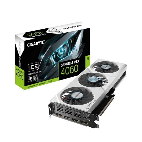 GIGABYTE GeForce RTX 4060 EAGLE OC ICE 8G Graphics Card GV-N4060EAGLEOC ICE-8GD