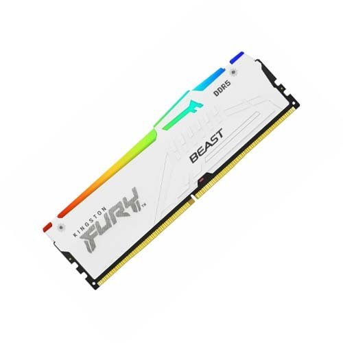 Kingston Fury Beast RGB 16GB (16GBx1) DDR5 5600MHz White Desktop RAM KF556C40BWA-16