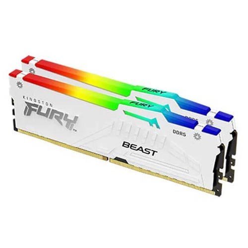 Kingston Fury Beast RGB XMP 32GB (16GBx2) DDR5 6000MHz Desktop RAM (White) KF560C30BWAK2-32
