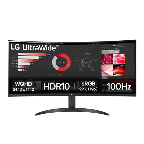 LG UltraWide 34WR50Qk-B Quad HD 34 inch Curved VA LCD Monitor Black