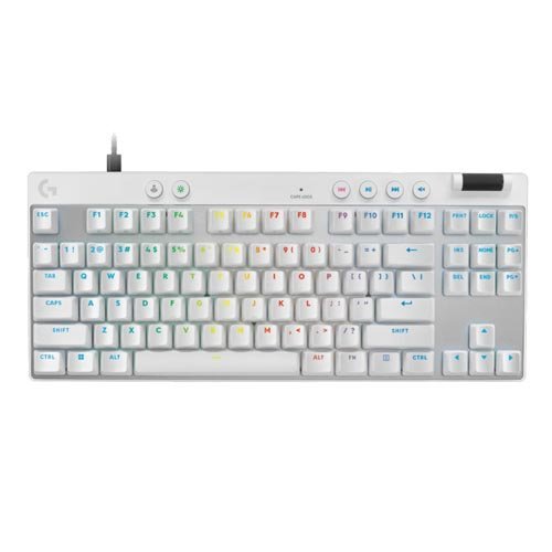 Logitech PRO X TKL RAPID Tenkeyless Wired Gaming White Keyboard with Analog Switches 920-013243