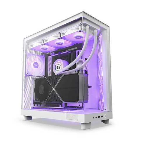 NZXT H6 Flow RBG ATX Mid Tower Cabinet Matte White CC-H61FW-R1