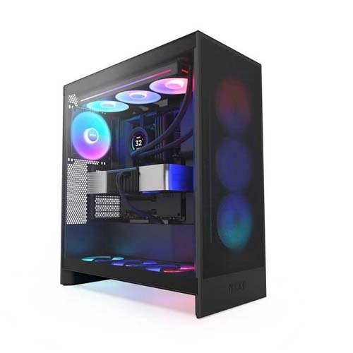Nzxt H7 Flow RGB Atx Mid Tower Cabinet Matte Black With RGB Fans CM-H72FB-R1
