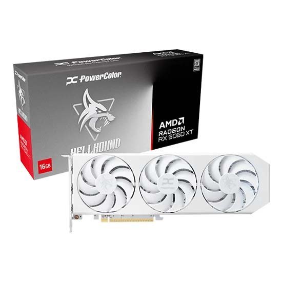 PowerColor AMD Radeon RX 9060 XT HellHound OC White 16GB GDDR6 Graphic Card RX9060XT 16G-L/OC/WHITE