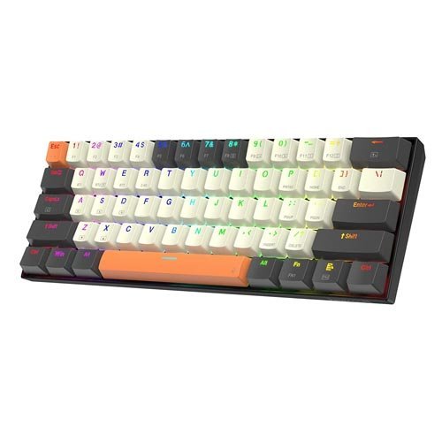 Redragon Caraxes Pro K644 SE – 65% Bluetooth 2.4GHz Wireless Wired RGB Mechanical Keyboard Cream/Grey/Orange (Red Switch)