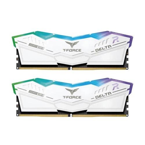 TeamGroup T-Force Delta RGB 64GB (32GBx2) DDR5 6000MHz White Memory FF4D564G6000HC38ADC01