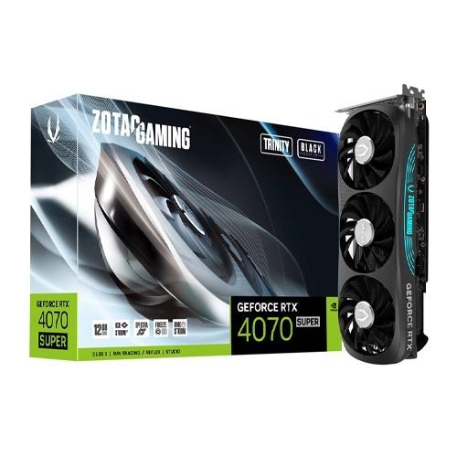 ZOTAC GAMING GeForce RTX 4070 SUPER Trinity Black Edition 12GB GDDR6X Graphic Card ZT-D40720D-10P